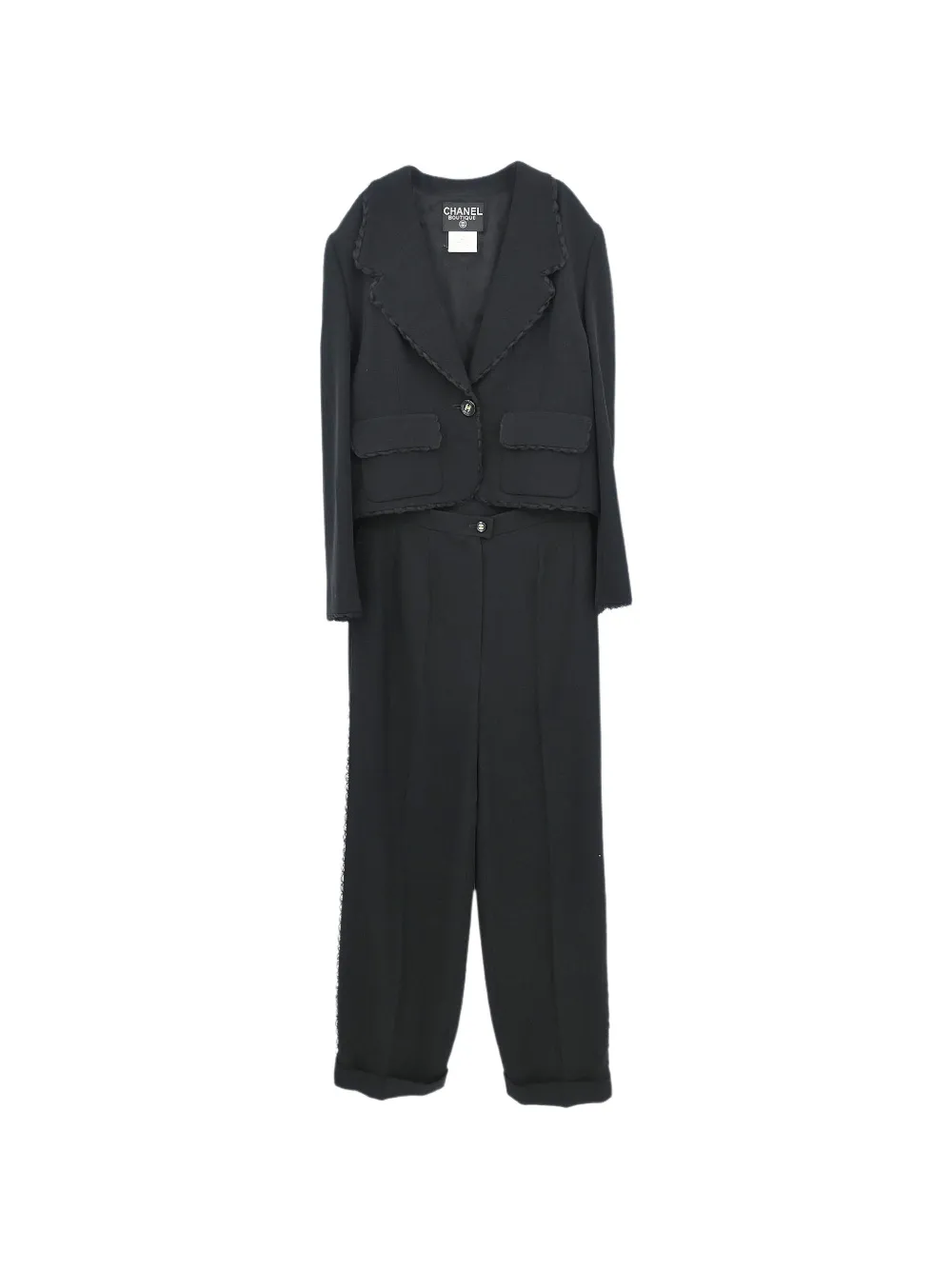 CHANEL Pre-Owned Completo monopetto con bordo intrecciato 1995 - Nero