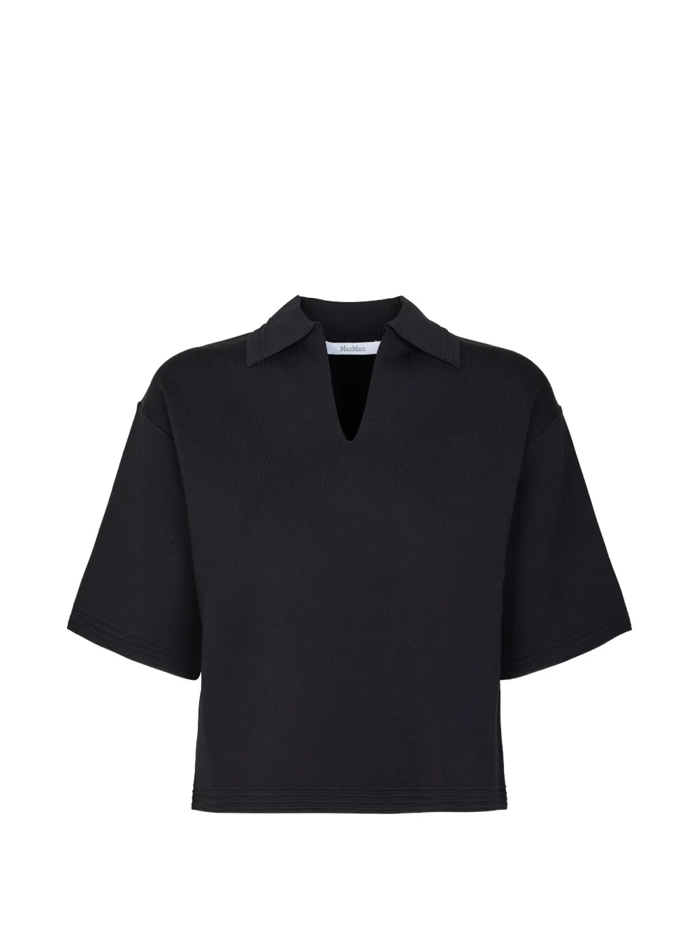 Max Mara split-neck short-sleeve top - Nero