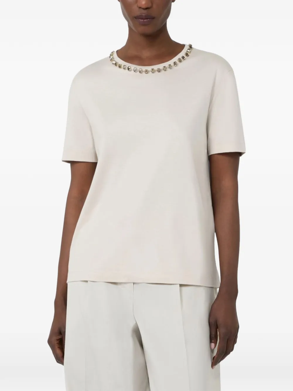  's Max Mara Beaded T-shirt - Neutrals 