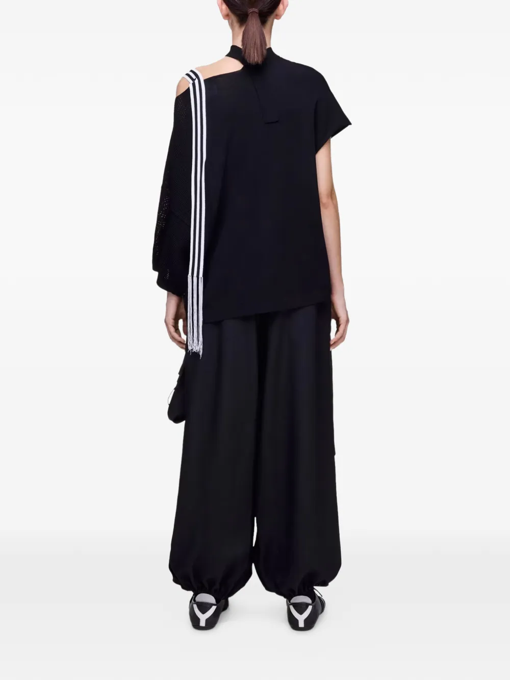 Y-3 stripe panel top - Zwart