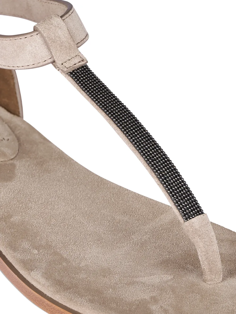 Brunello Cucinelli Sandalen met kralen en T-bandje Beige