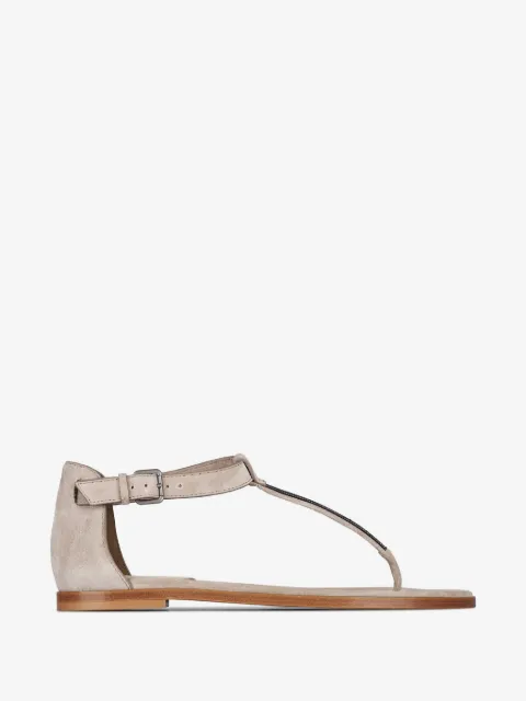 Brunello Cucinelli suede sandals with precious strap