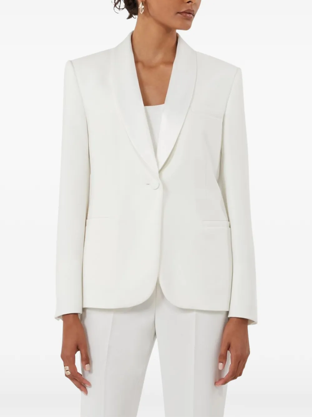 Max Mara Cady Tuxedo blazer met enkele rij knopen en sjaalrevers Wit