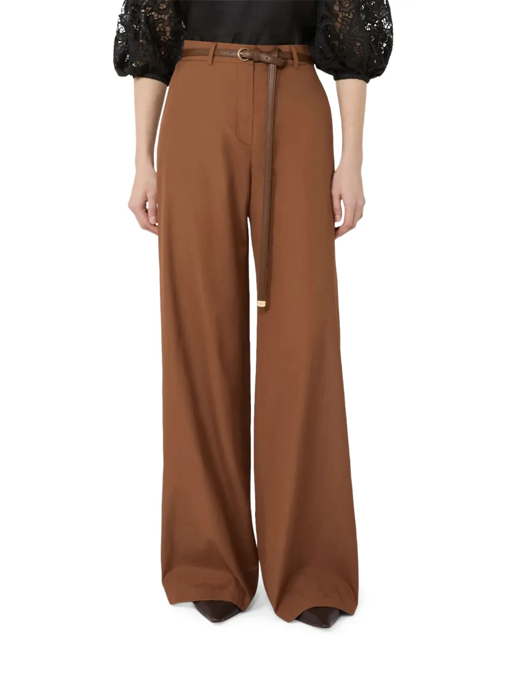 Max Mara Broek met ceintuur Bruin