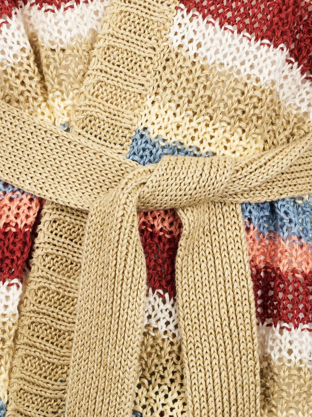  Weekend Max Mara Cardigan Ceinturé Yarn à Rayures - Tons Neutres 