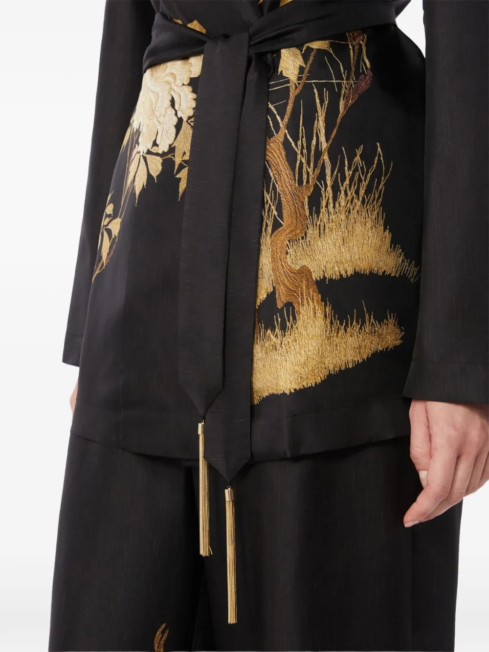  Max Mara Msetunica Floral-print Belted Top - Black 
