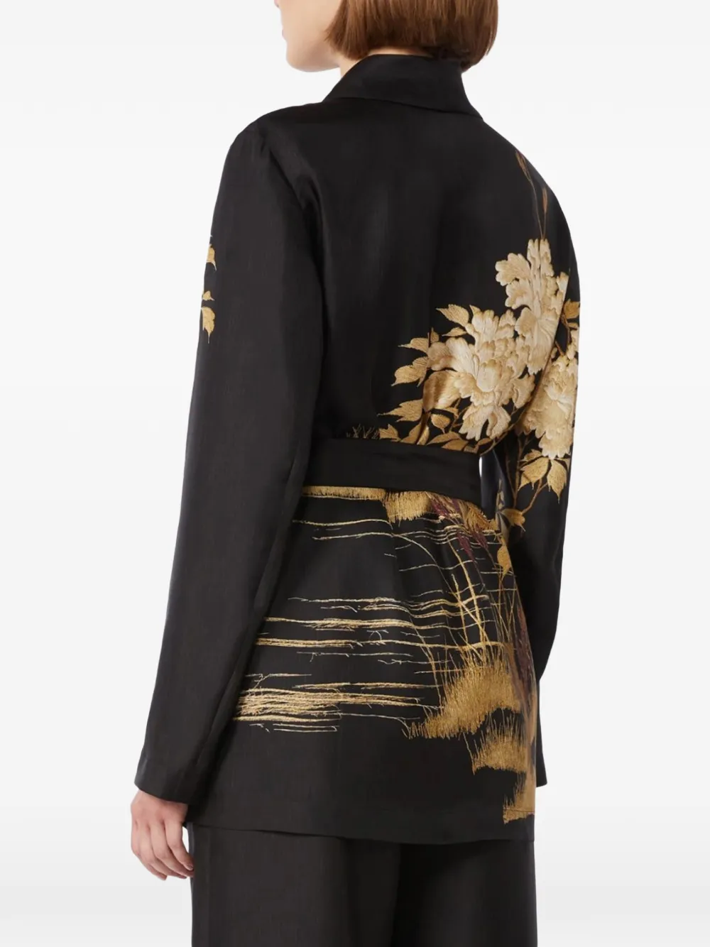  Max Mara Msetunica Floral-print Belted Top - Black 