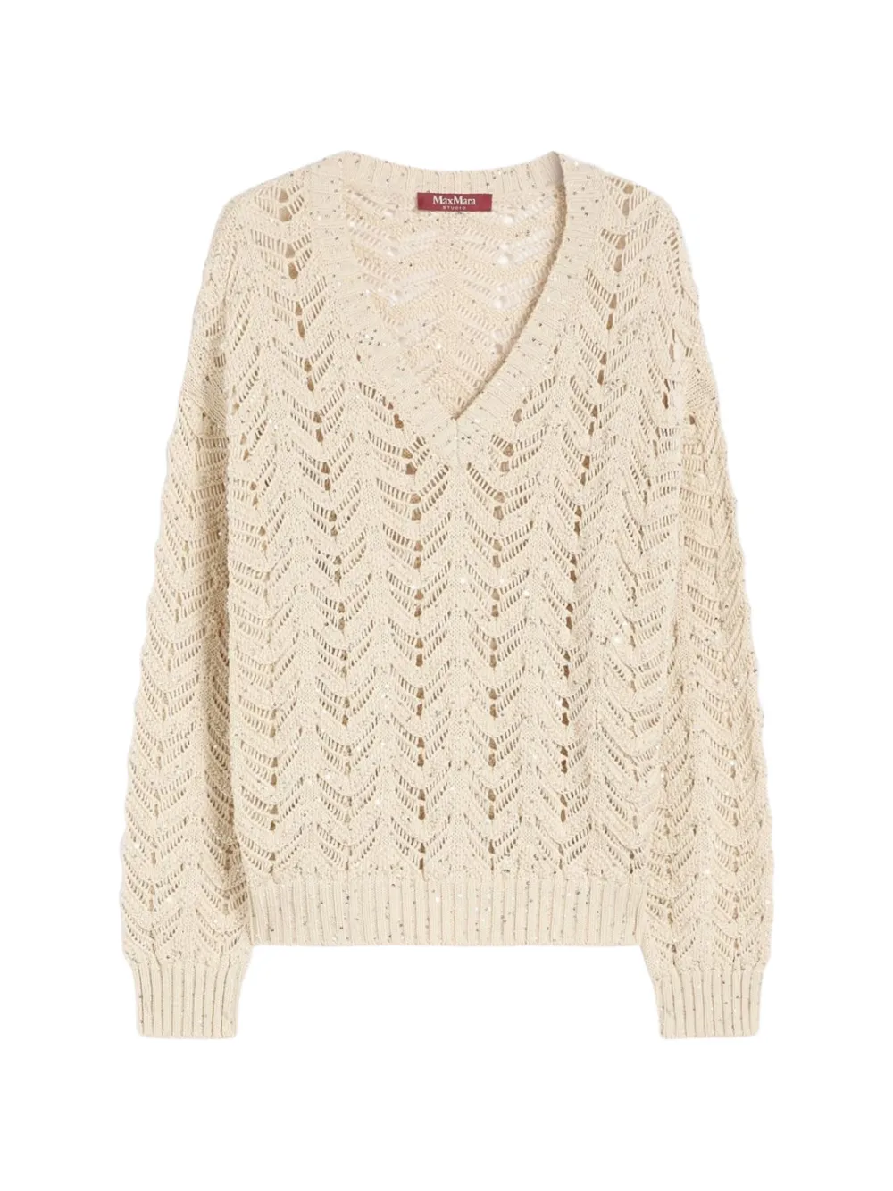 Max Mara openwork V-neck sweater - Toni neutri