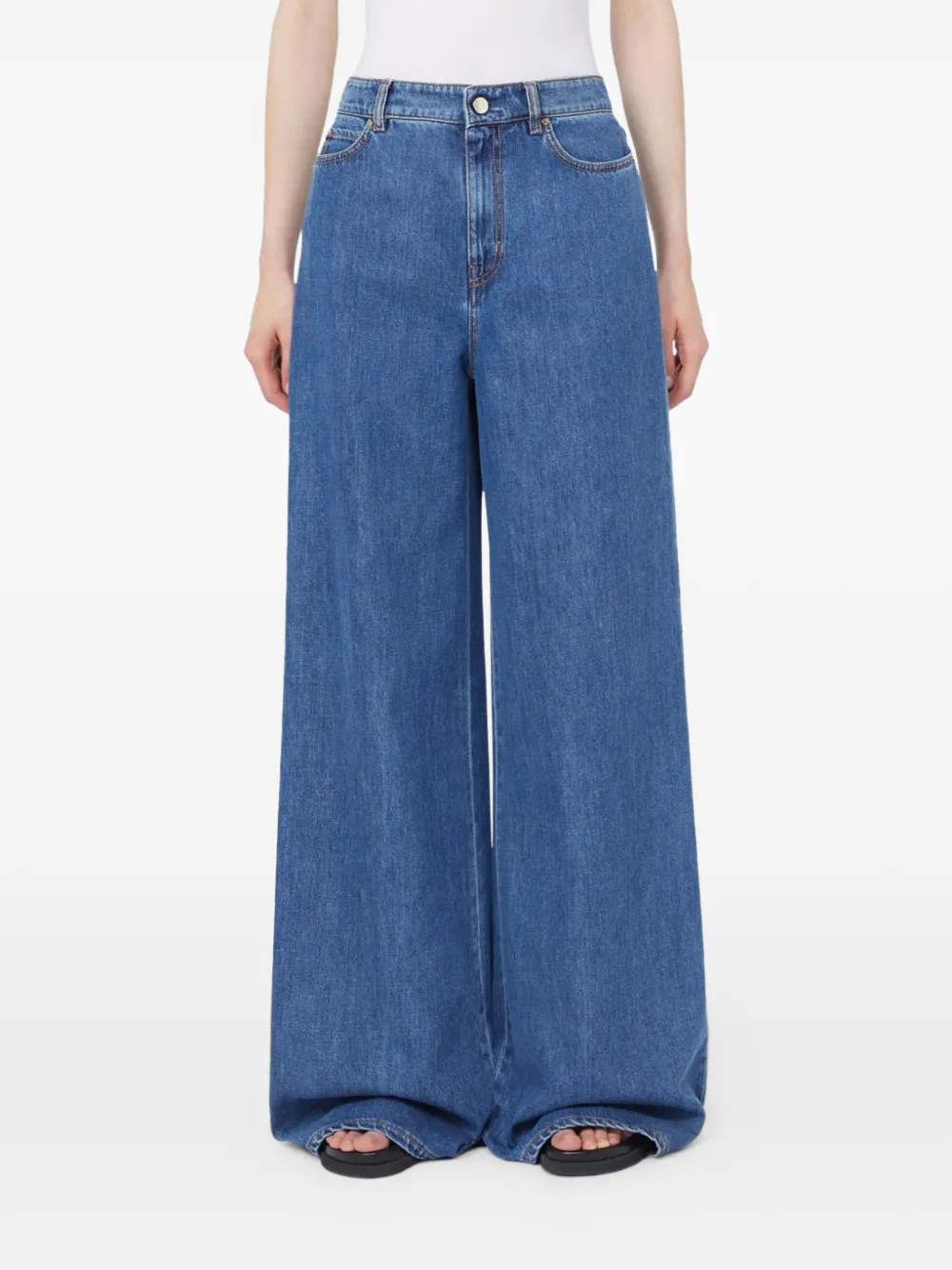 Max Mara Jeans met wijde pijpen Blauw