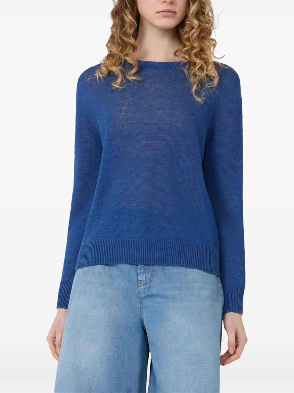  Weekend Max Mara Crewneck Knitted Top - Blue 