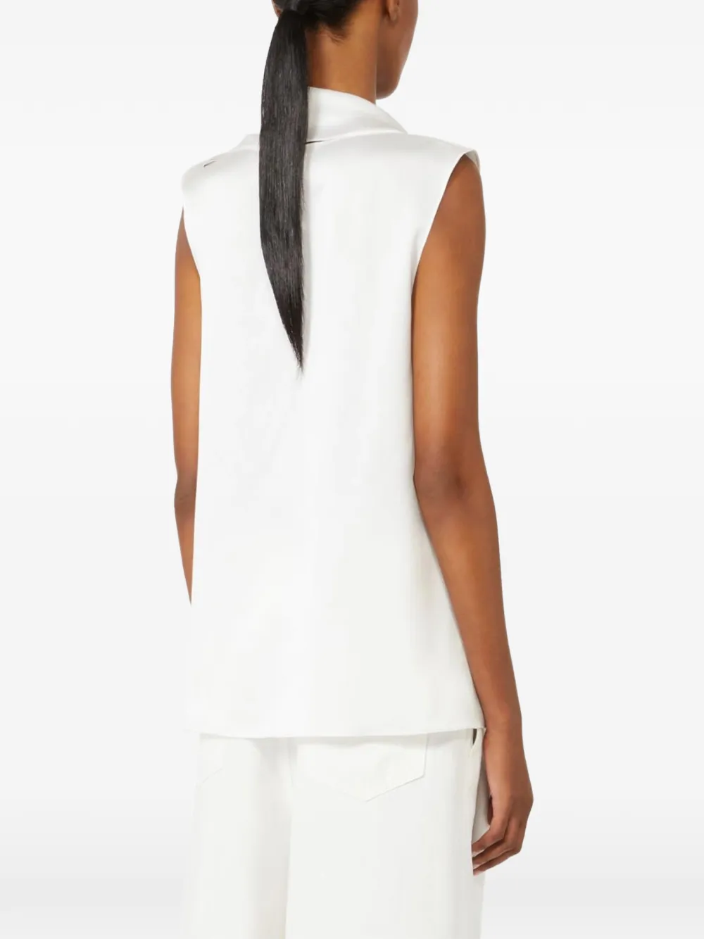  's Max Mara Drape Sleeveless Blouse - White 