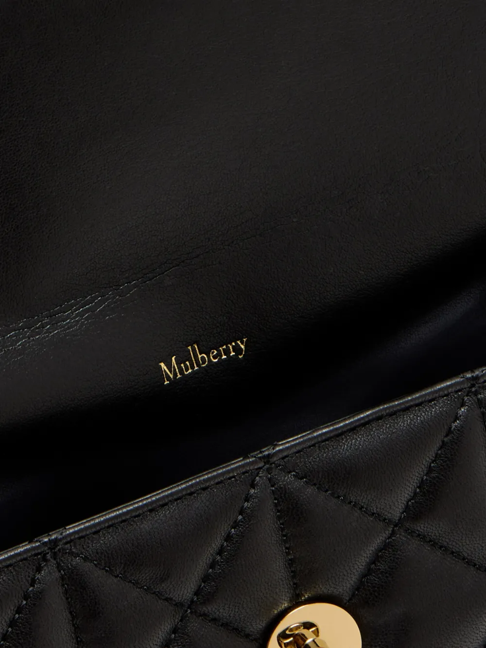 Mulberry Darley gewatteerde clutch met draaislot Zwart