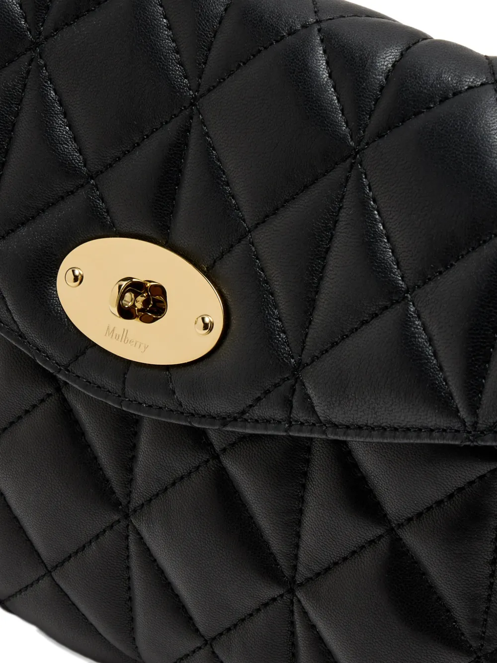Mulberry Darley gewatteerde clutch met draaislot Zwart