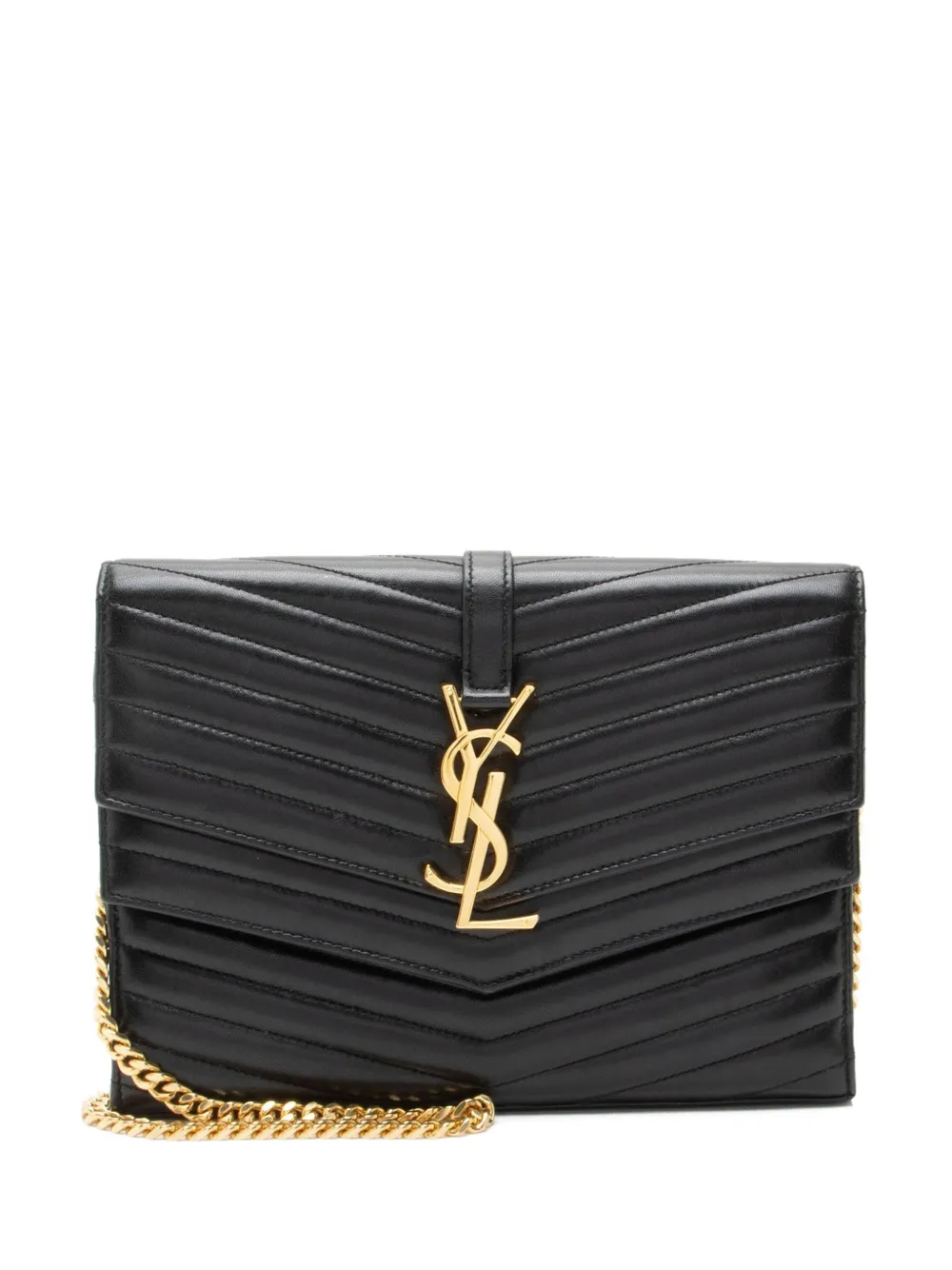 Pre-owned Saint Laurent Sulpice Monogram Cross Body Bag In Black