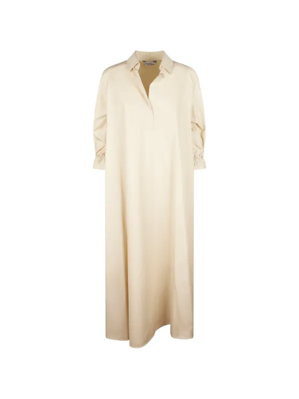Max Mara Long Sleeve Maxi Dress in Neutrals