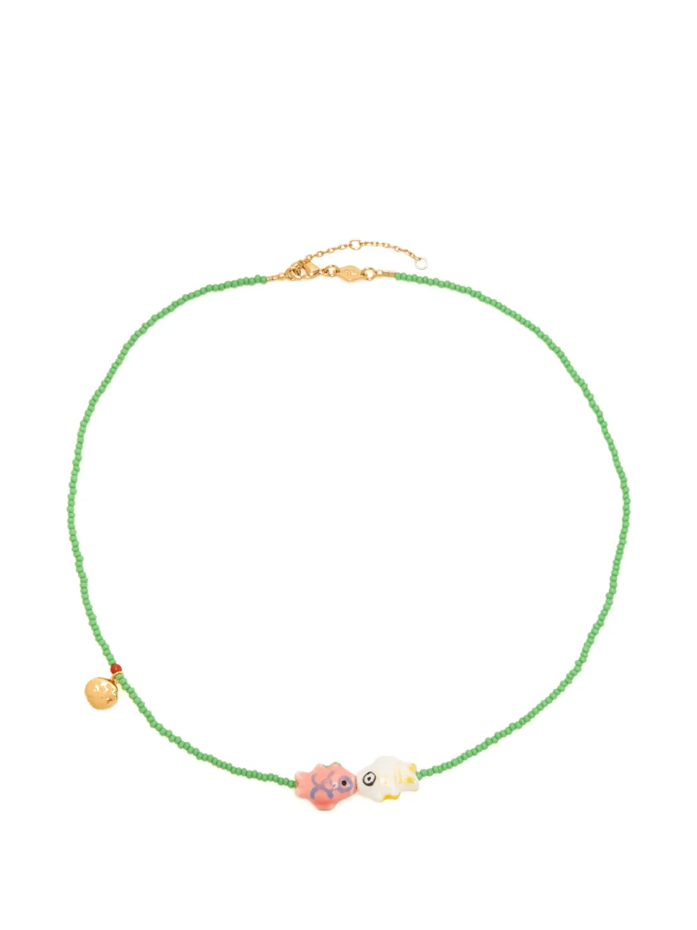 Anni Lu fish charm beaded necklace - Verde