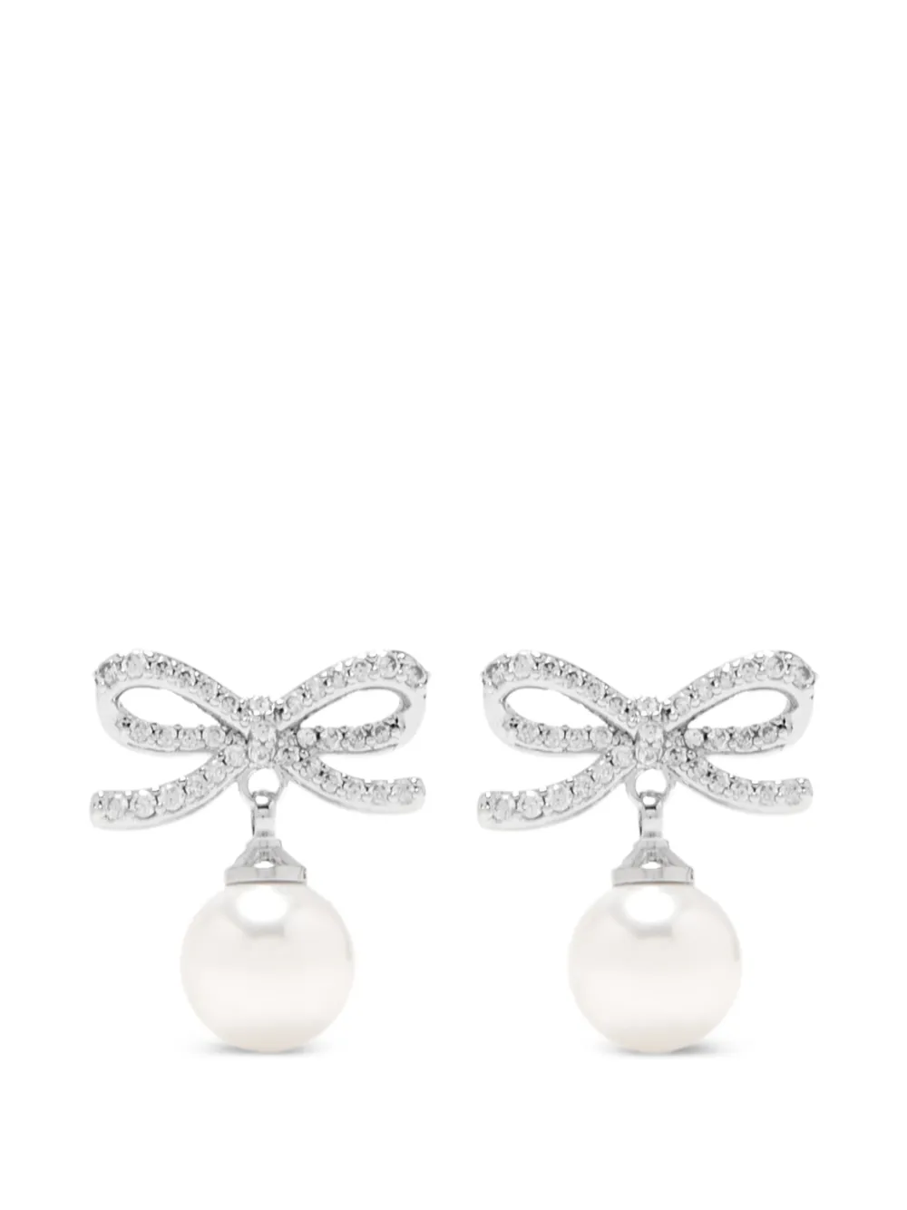 Self-Portrait bow pearl earrings - Argento