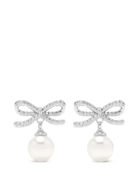 Self-Portrait bow pearl earrings
