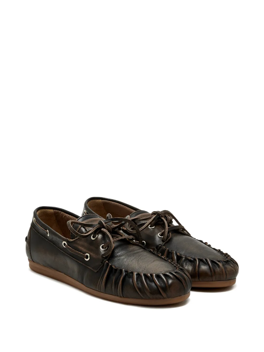 ALOHAS Geborstelde bruine loafers