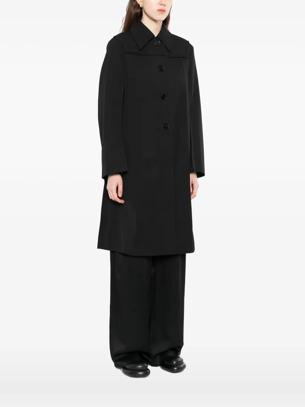  Jil Sander Buttoned Coat - Black 
