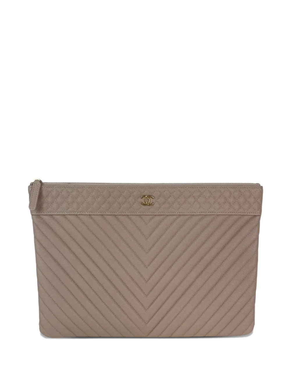CHANEL Pre-Owned chevron quilted clutch bag - Toni neutri