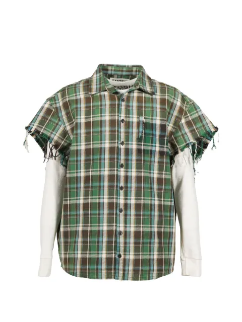 SATOSHI NAKAMOTO Bender plaid frayed shirt