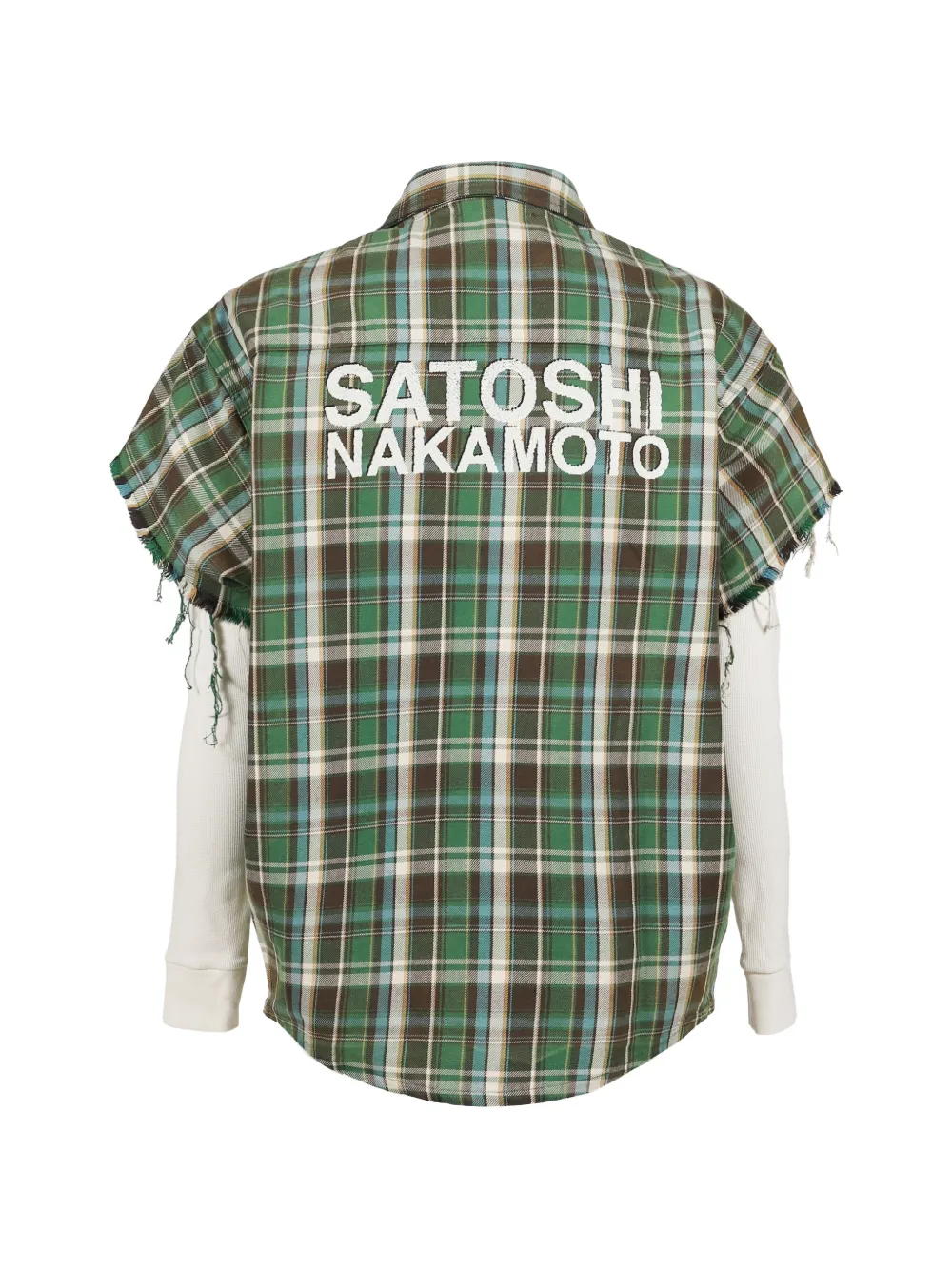  Satoshi Nakamoto Bender Plaid Frayed Shirt - Green 