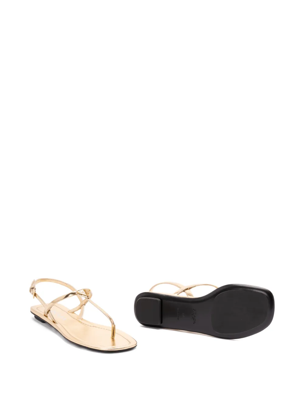Prada leather buckle strap sandals Goud