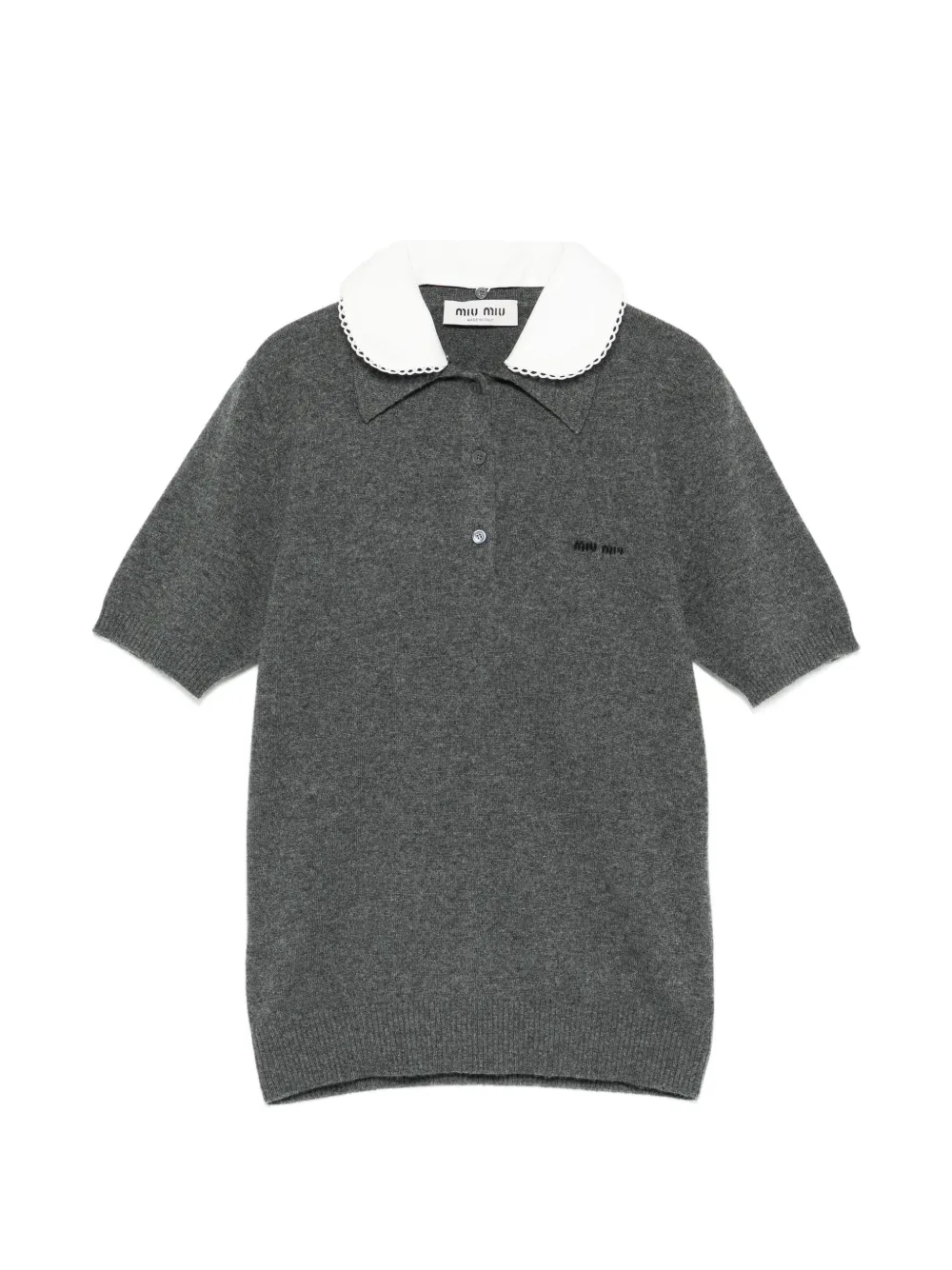 Miu Miu scalloped-collar polo sweater - Grigio