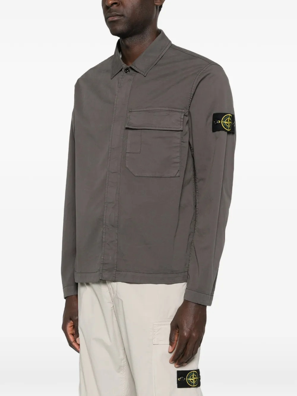 Stone Island Shirtjack met logodetail Grijs