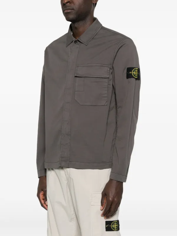 Stone Island ロゴシャツジャケット | グレー | FARFETCH JP
