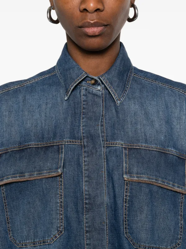 Brunello Cucinelli flap-pockets Denim Shirt | Blue | FARFETCH GE