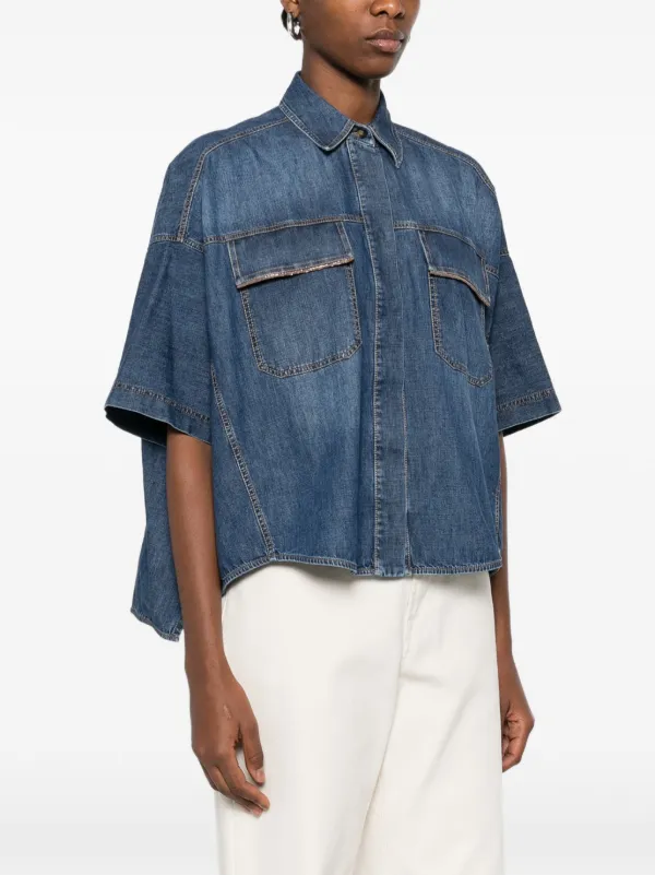Brunello Cucinelli flap-pockets Denim Shirt | Blue | FARFETCH GE