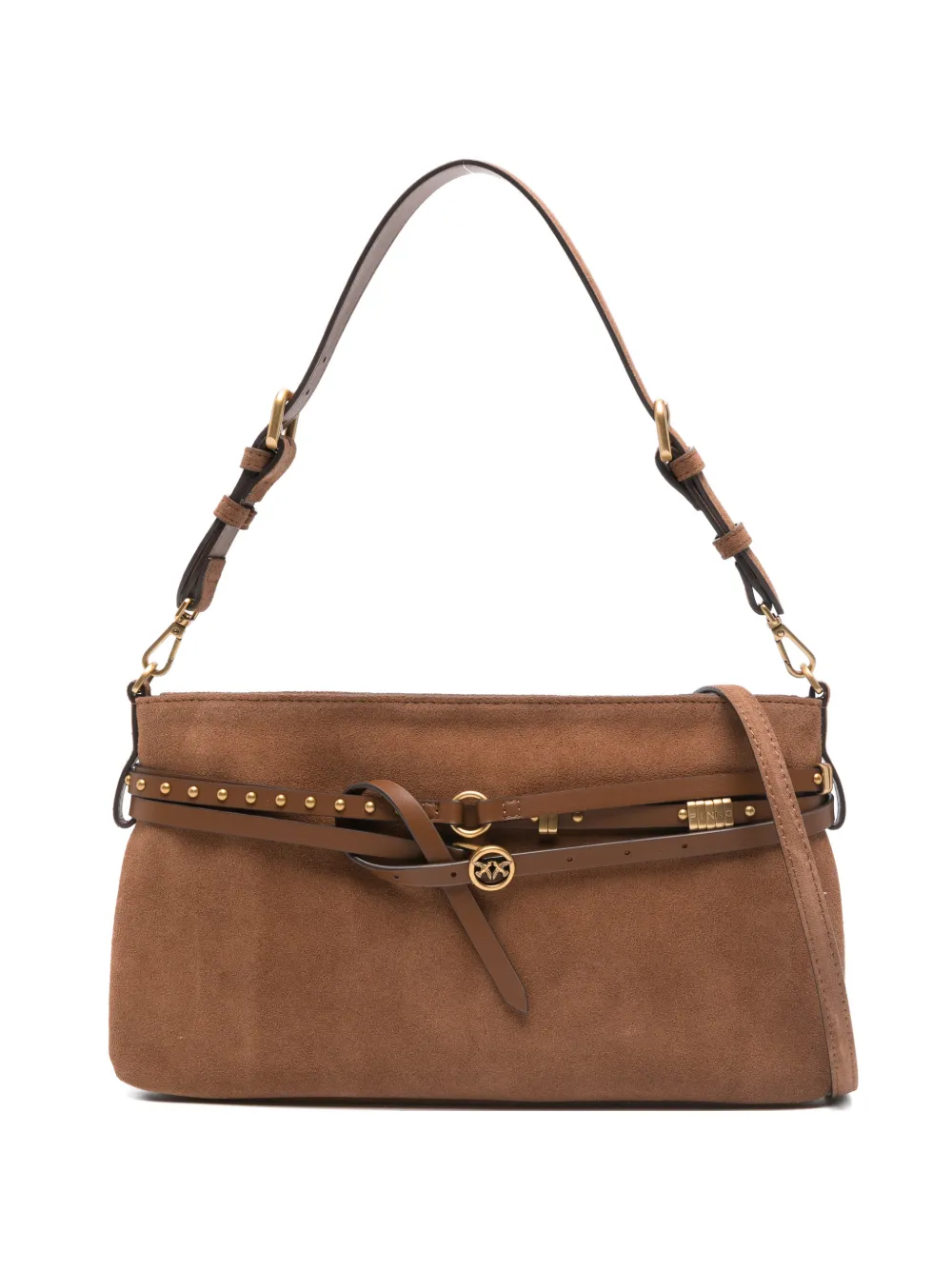 PINKO logo-detail buckle shoulder bag - Marrone