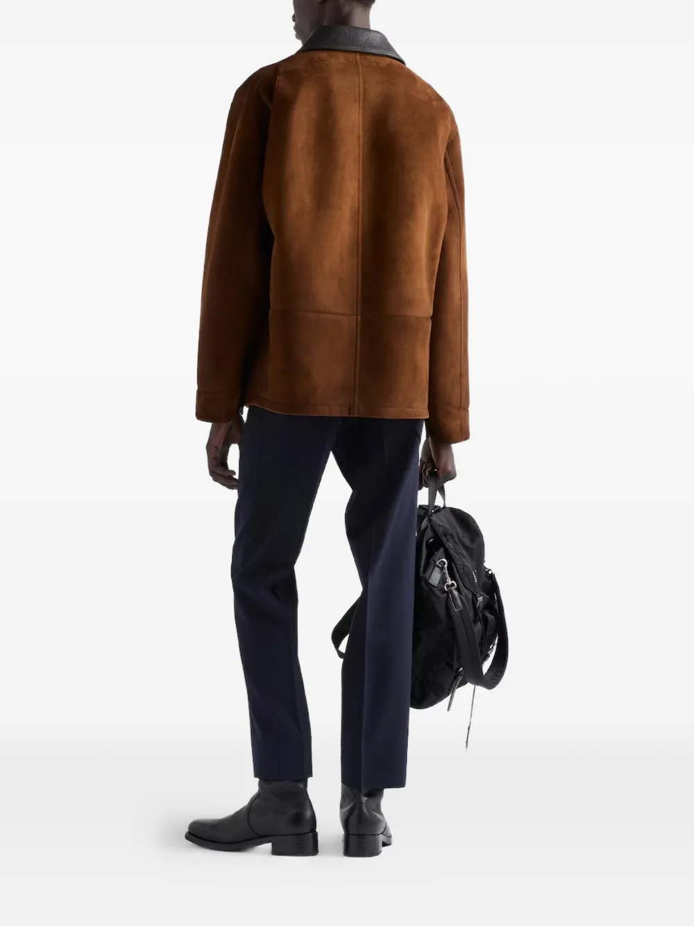  Prada Suede Caban Jacket - Brown 
