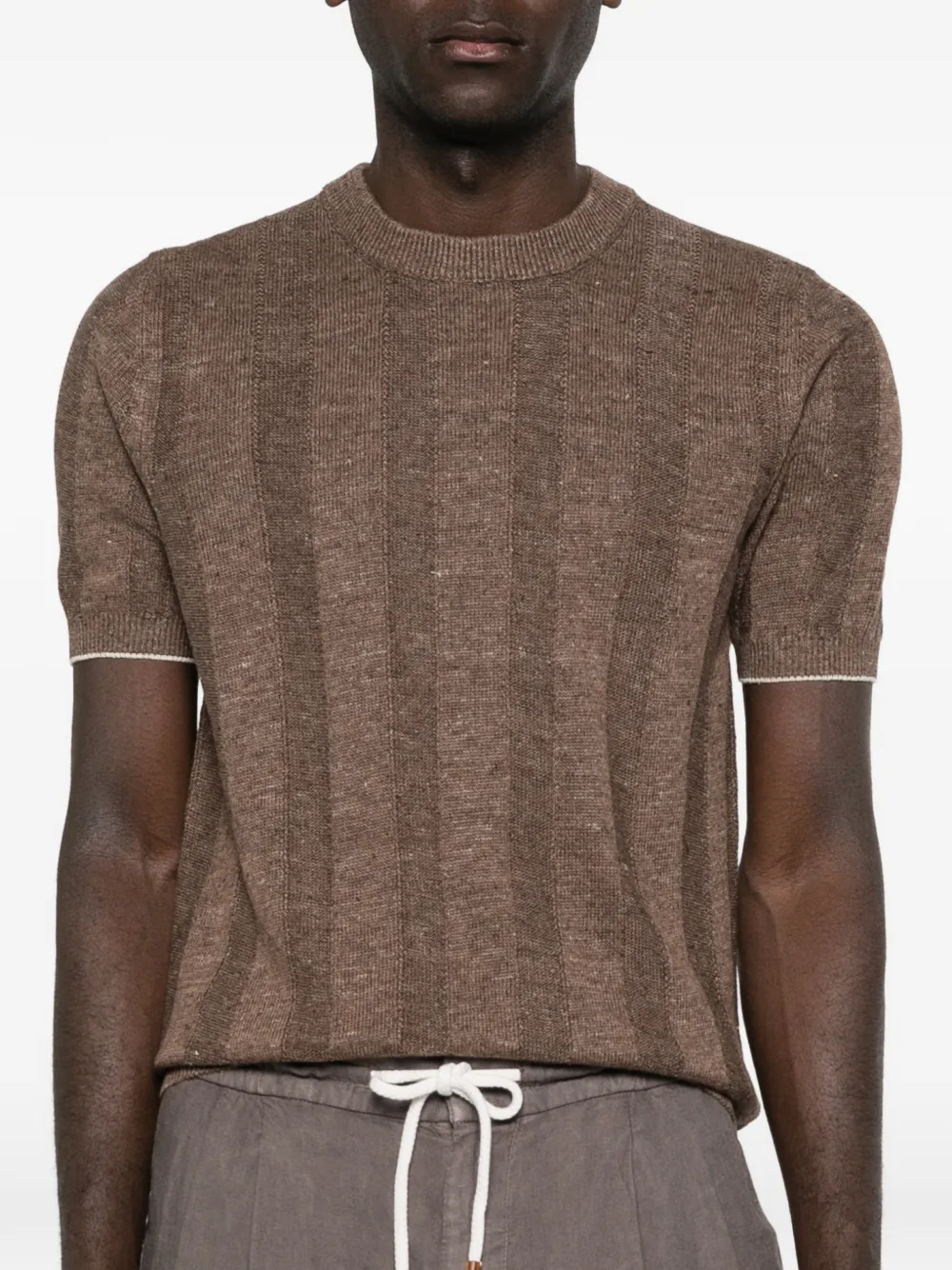 Brunello Cucinelli Geribbeld T-shirt Bruin