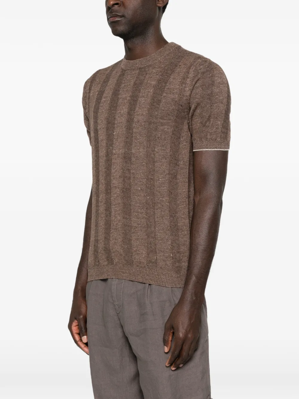 Brunello Cucinelli Geribbeld T-shirt Bruin