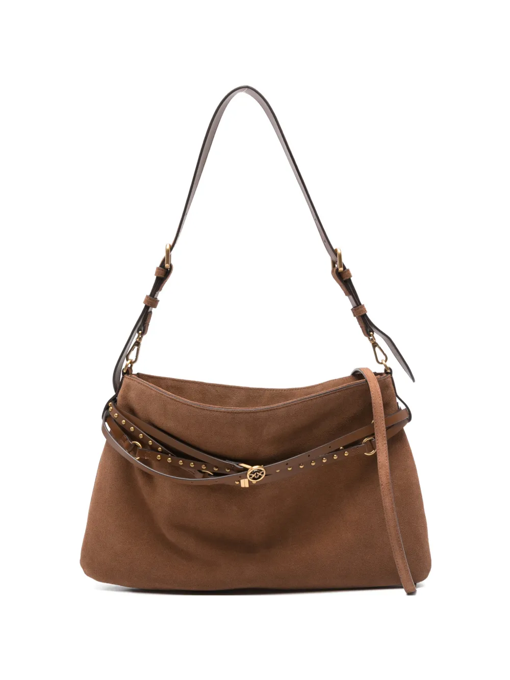 PINKO studded-strap shoulder bag - Marrone