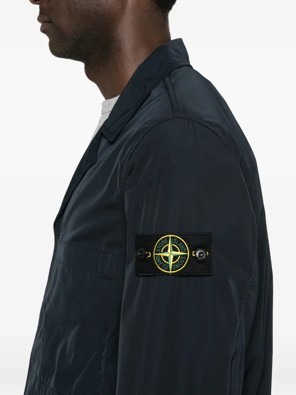 Stone Island A100001 twill mini-blazer Blauw