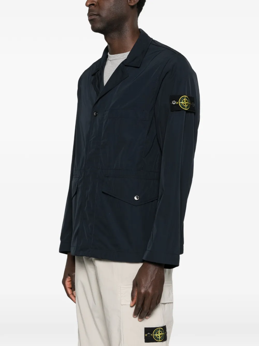 Stone Island A100001 twill mini-blazer Blauw