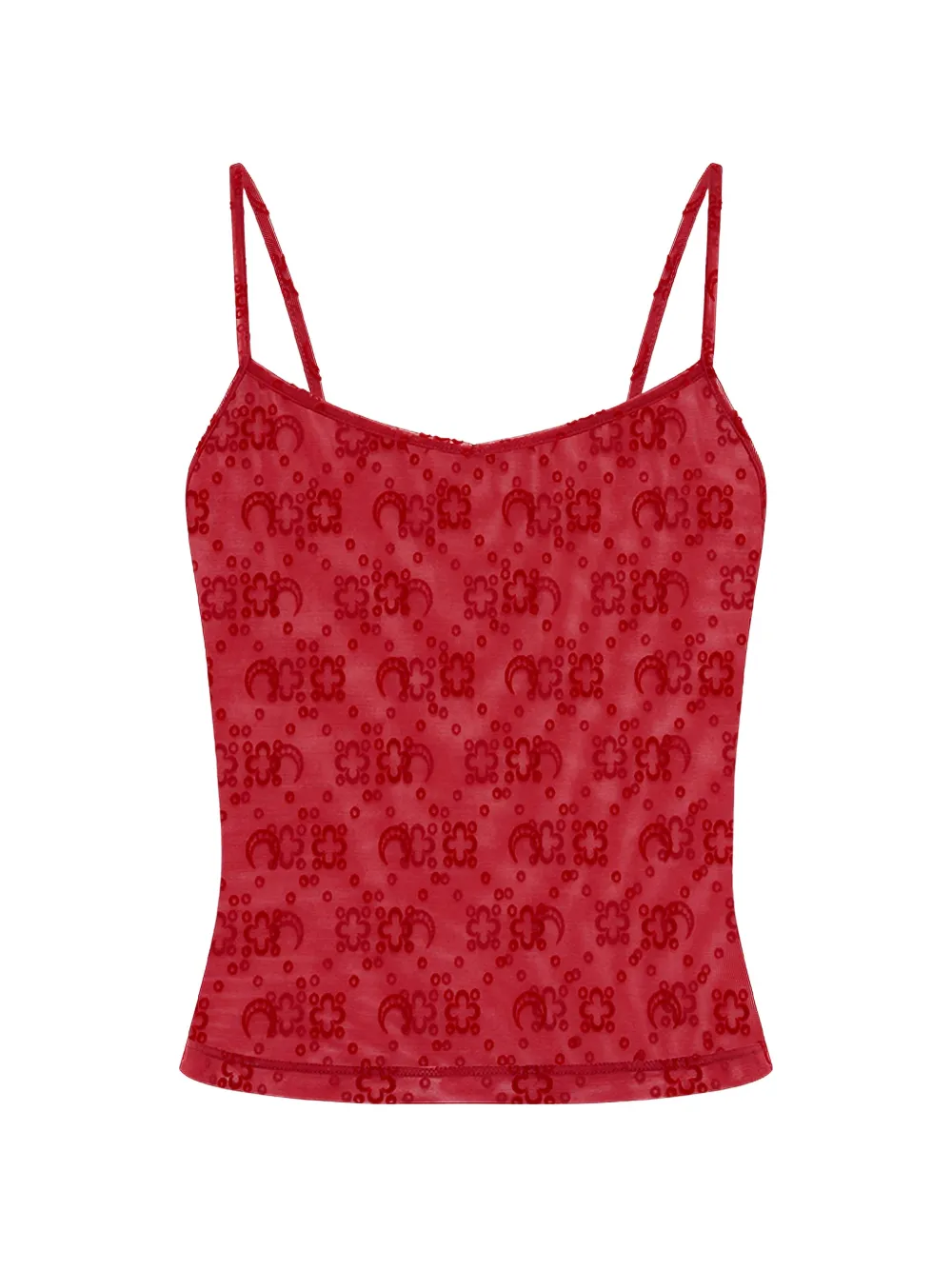 Marine Serre moonogram mesh straps top - Rot