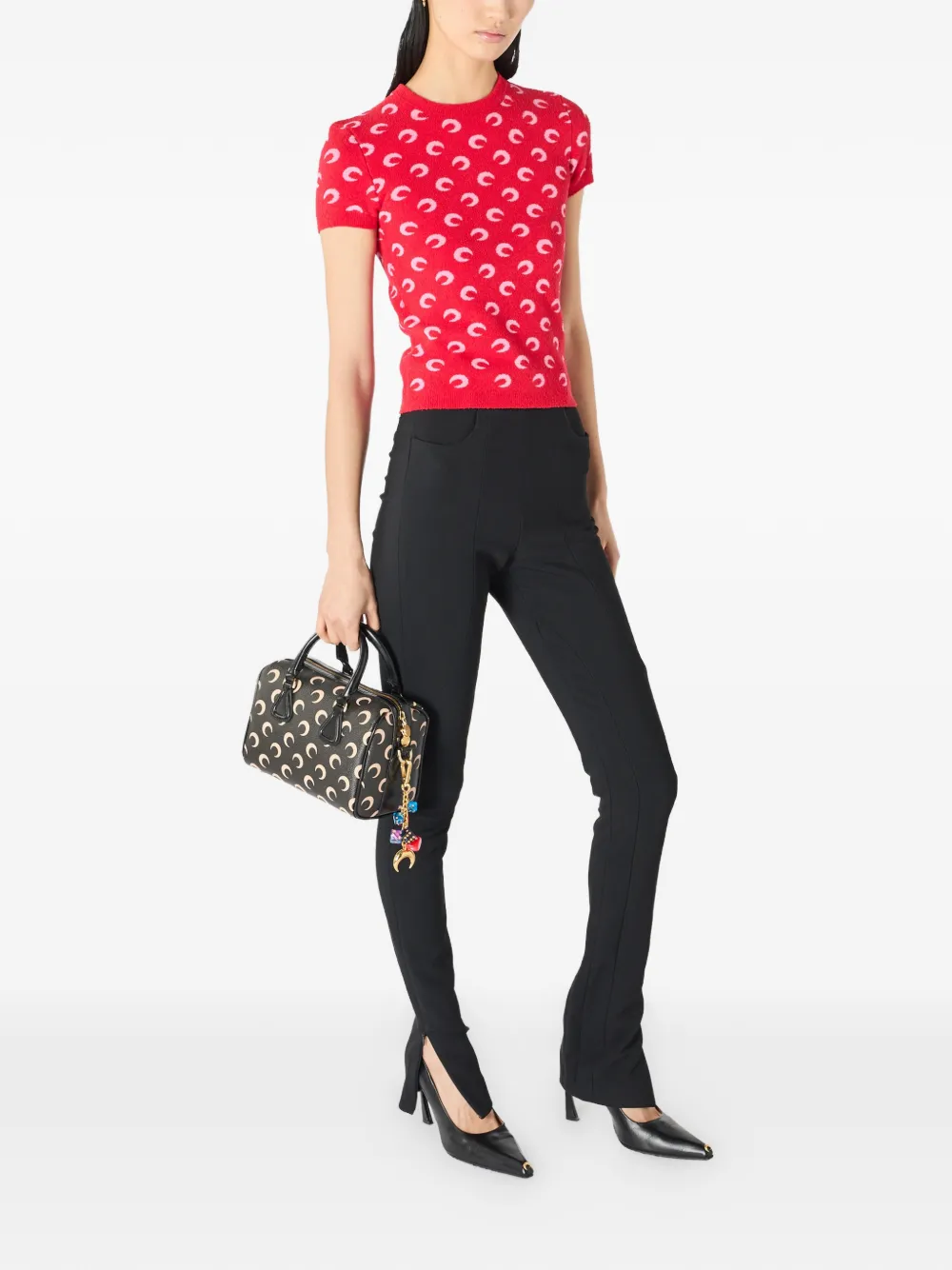 Marine Serre Getailleerde slim-fit broek met sculpturale naden Zwart