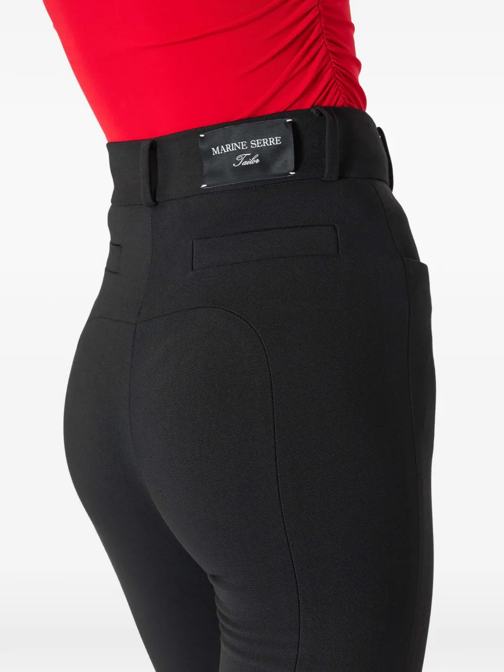 Marine Serre Getailleerde slim-fit broek met sculpturale naden Zwart