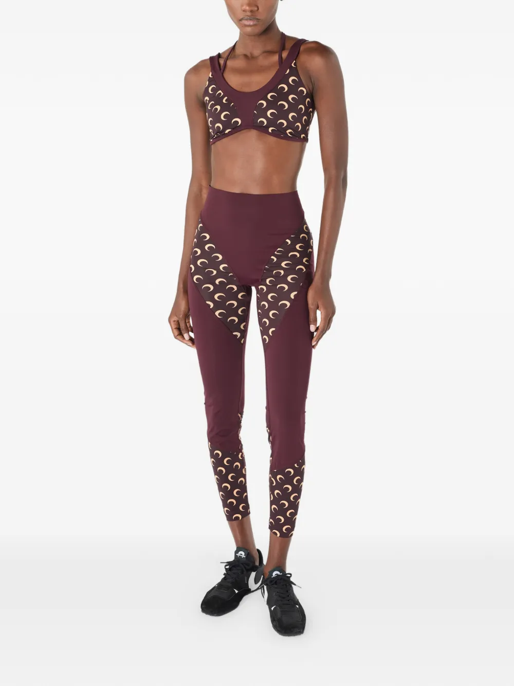 Marine Serre Legging met maanprint en vlakken Rood