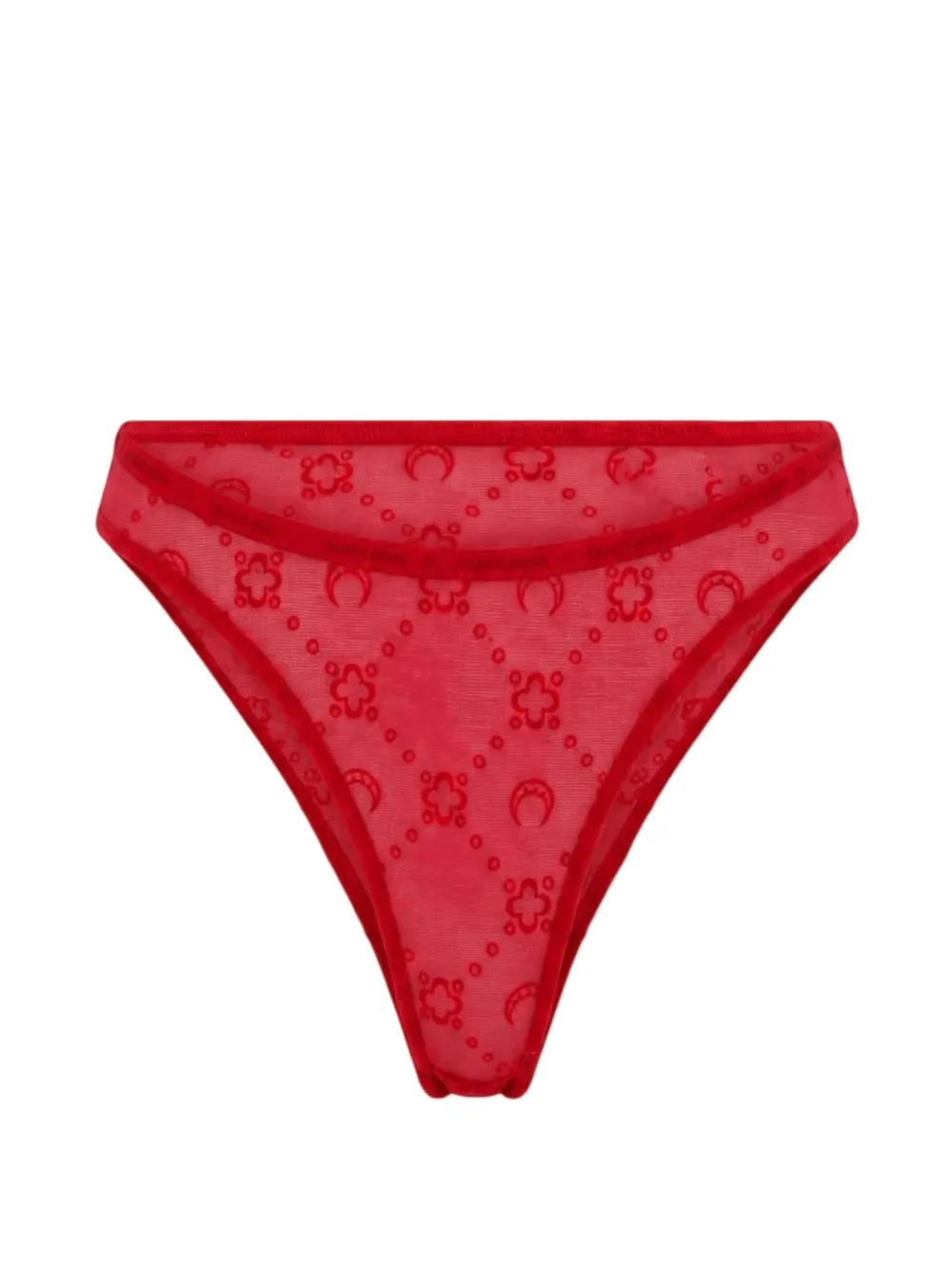 Marine Serre Moonogram mesh flock panties - Rot