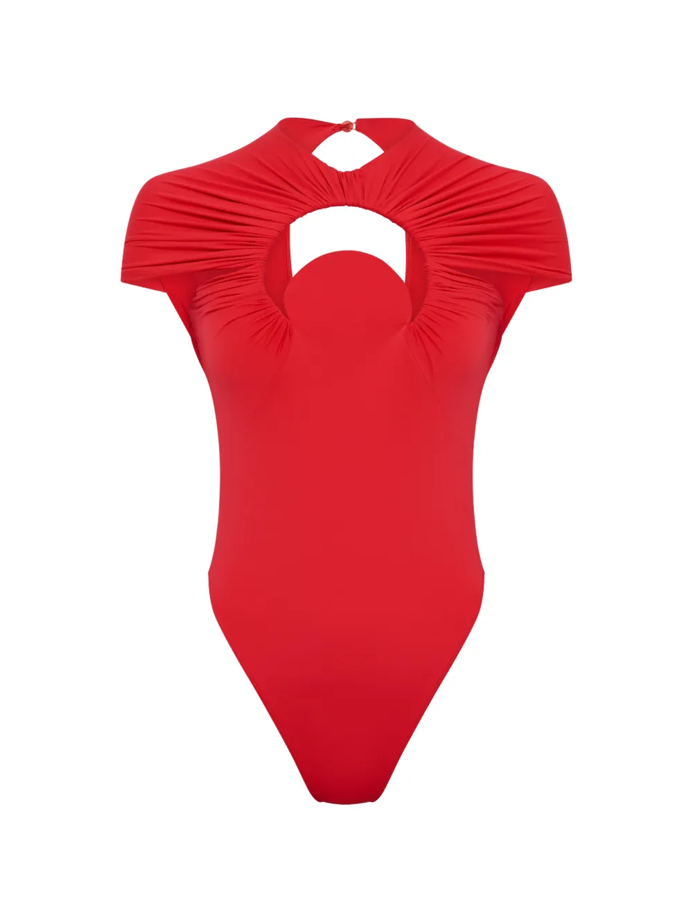 Marine Serre Moon gathered swimsuit - Rosso