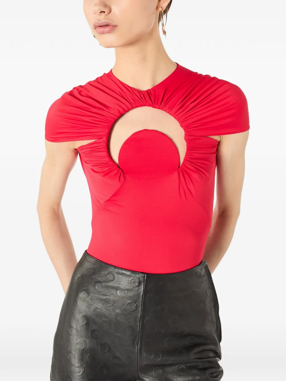 Marine Serre Moon gesmockt badpak Rood