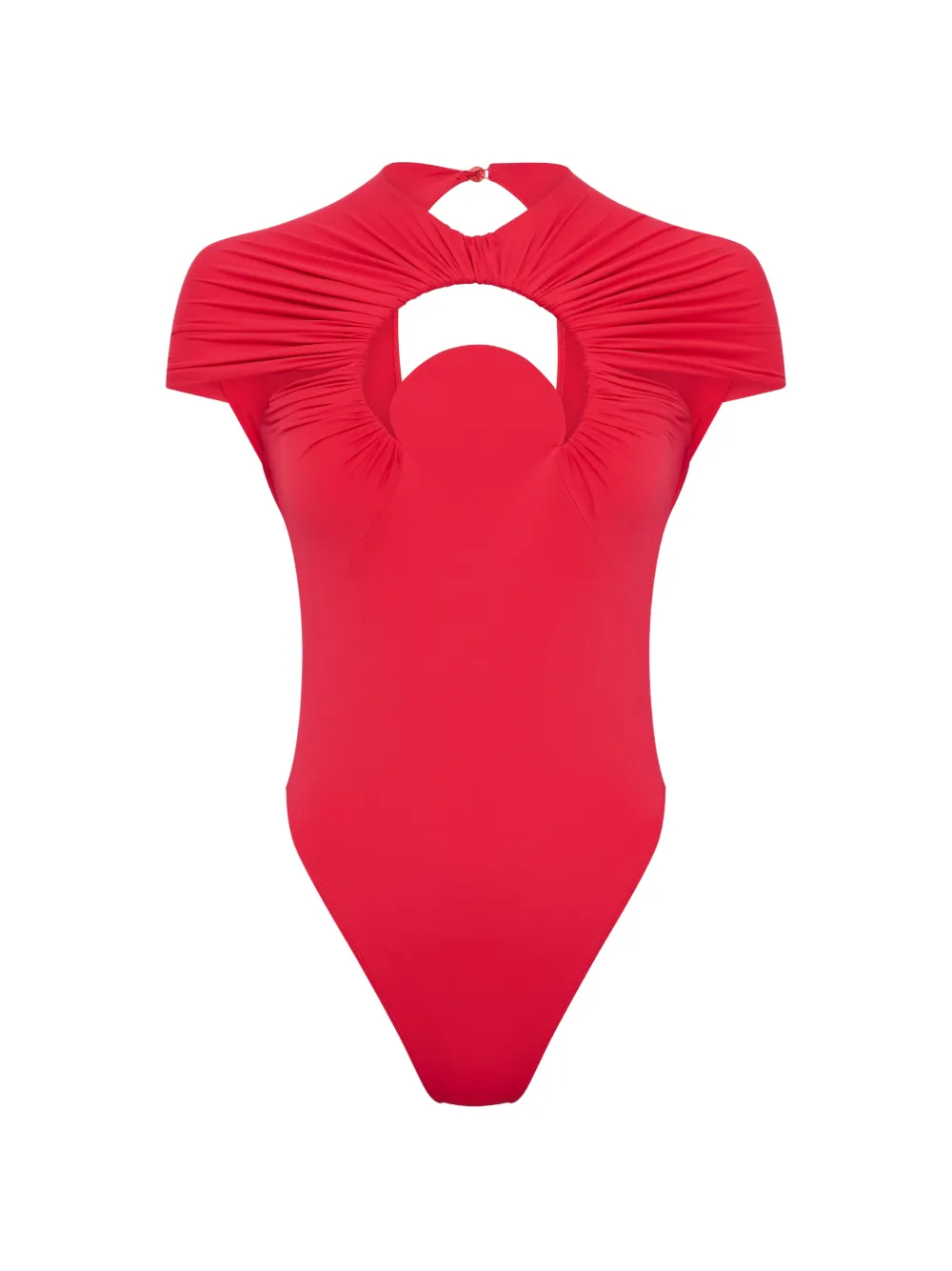 Marine Serre Moon gathered Second Skin roundneck one piece swimwear