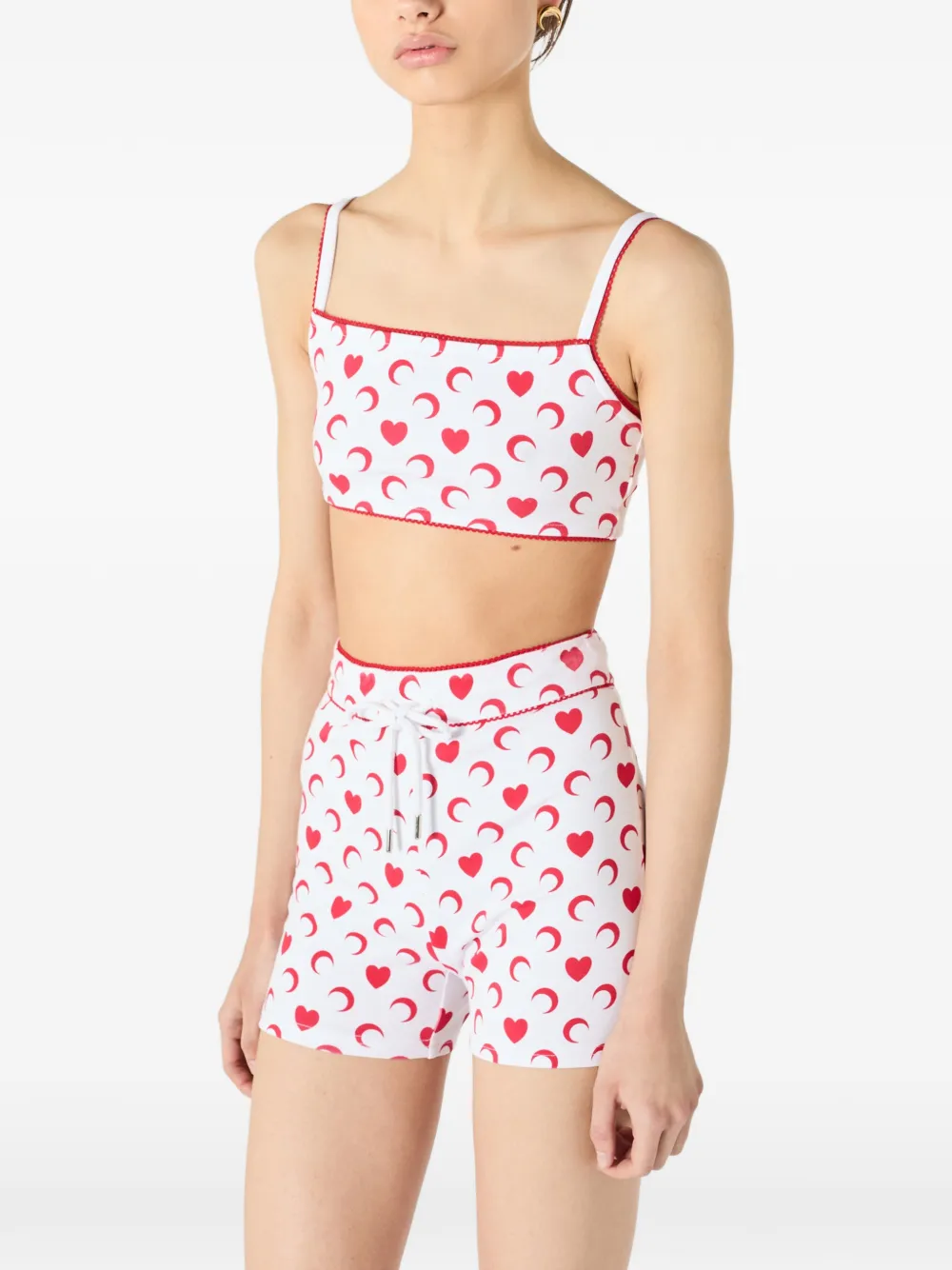 Marine Serre Bh met hart- en maanprint Wit