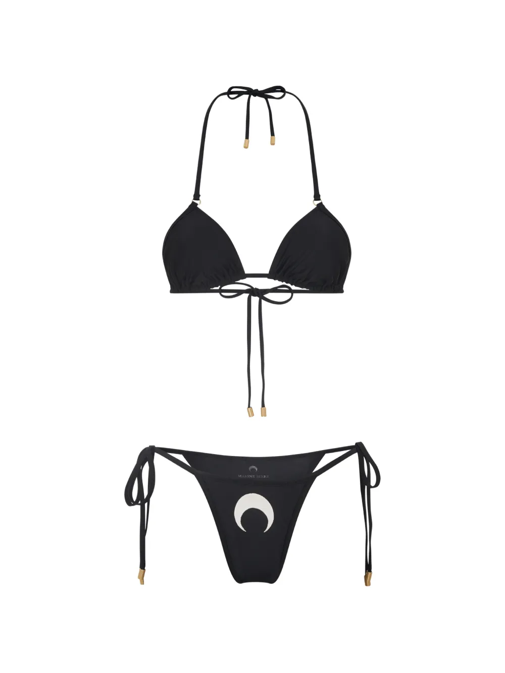 Marine Serre moon-print triangle bikini set - Schwarz